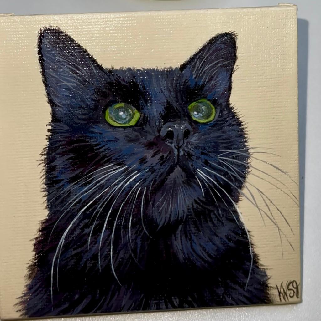 Hand-painted pet portrait of Dasty